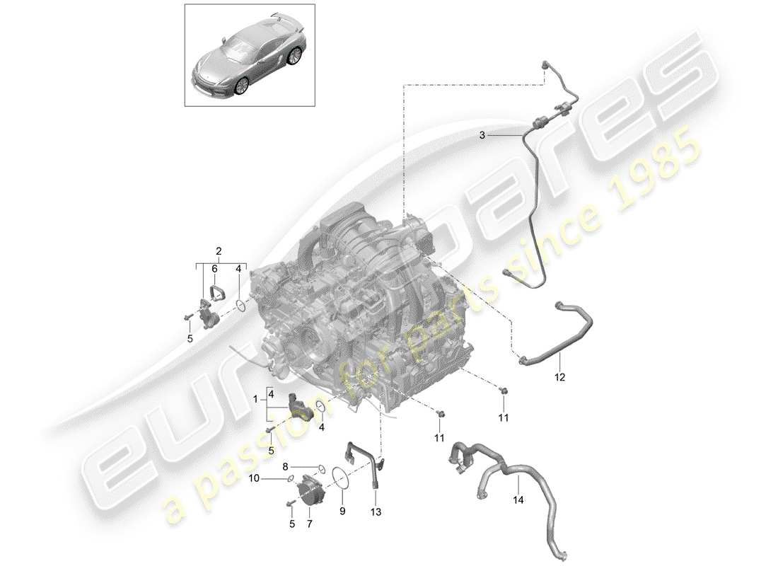 Porsche Cayman GT4 (2016) crankcase Part Diagram