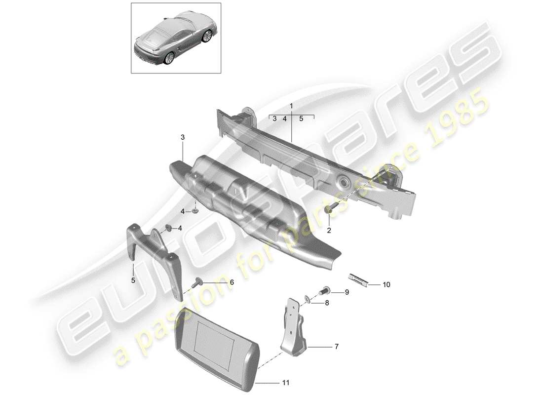 Porsche Cayman GT4 (2016) BUMPER BRACKET Part Diagram