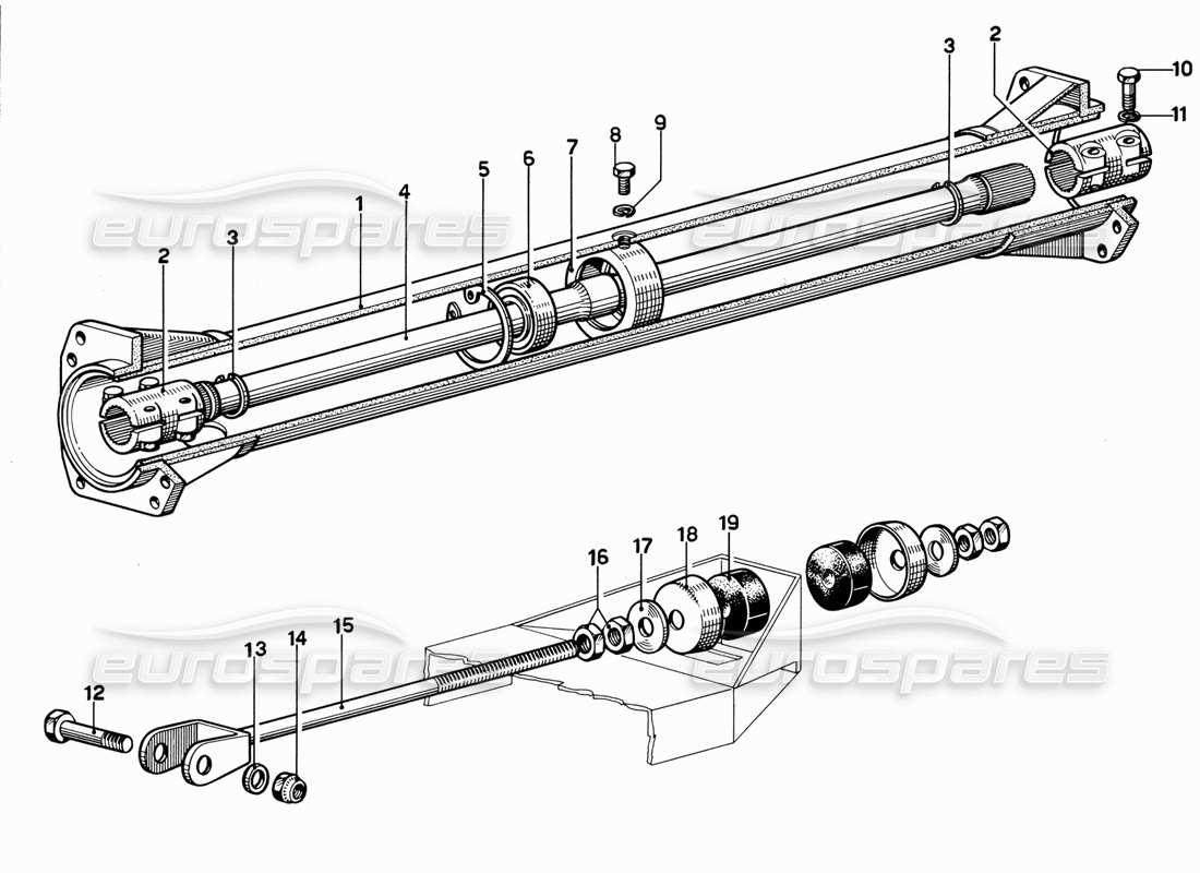 Ferrari 365 GT 2+2 (Mechanical) transmission shaft Parts Diagram