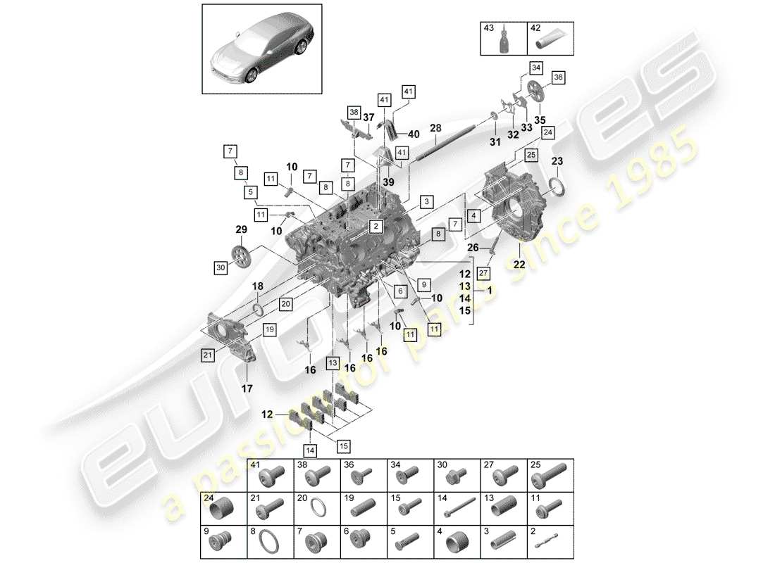 Porsche Panamera 971 (2017) crankcase Parts Diagram
