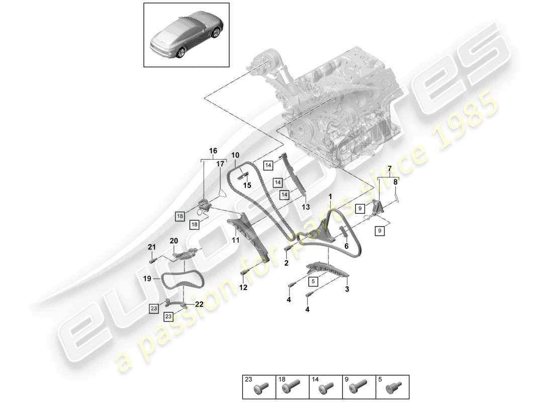 Porsche Panamera 971 (2017) TIMING CHAIN Parts Diagram