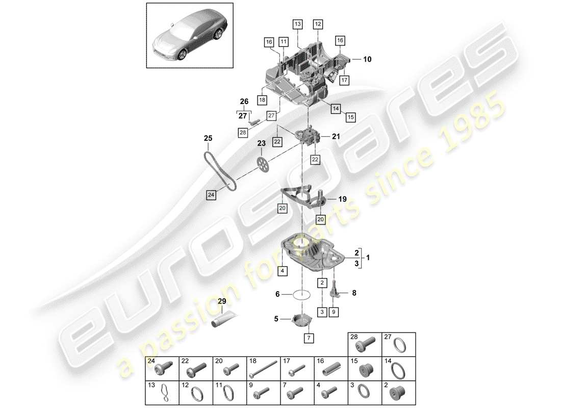 Porsche Panamera 971 (2017) oil-conducting housing Parts Diagram