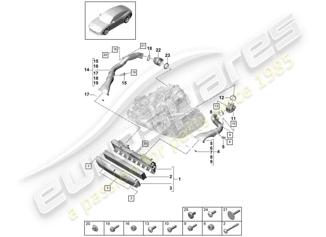 Porsche Panamera 971 (2017) air cleaner housing Parts Diagram