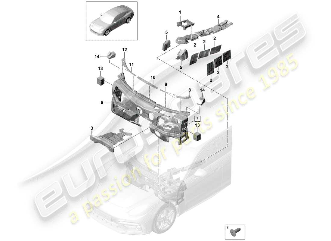Porsche Panamera 971 (2017) sound absorber Parts Diagram