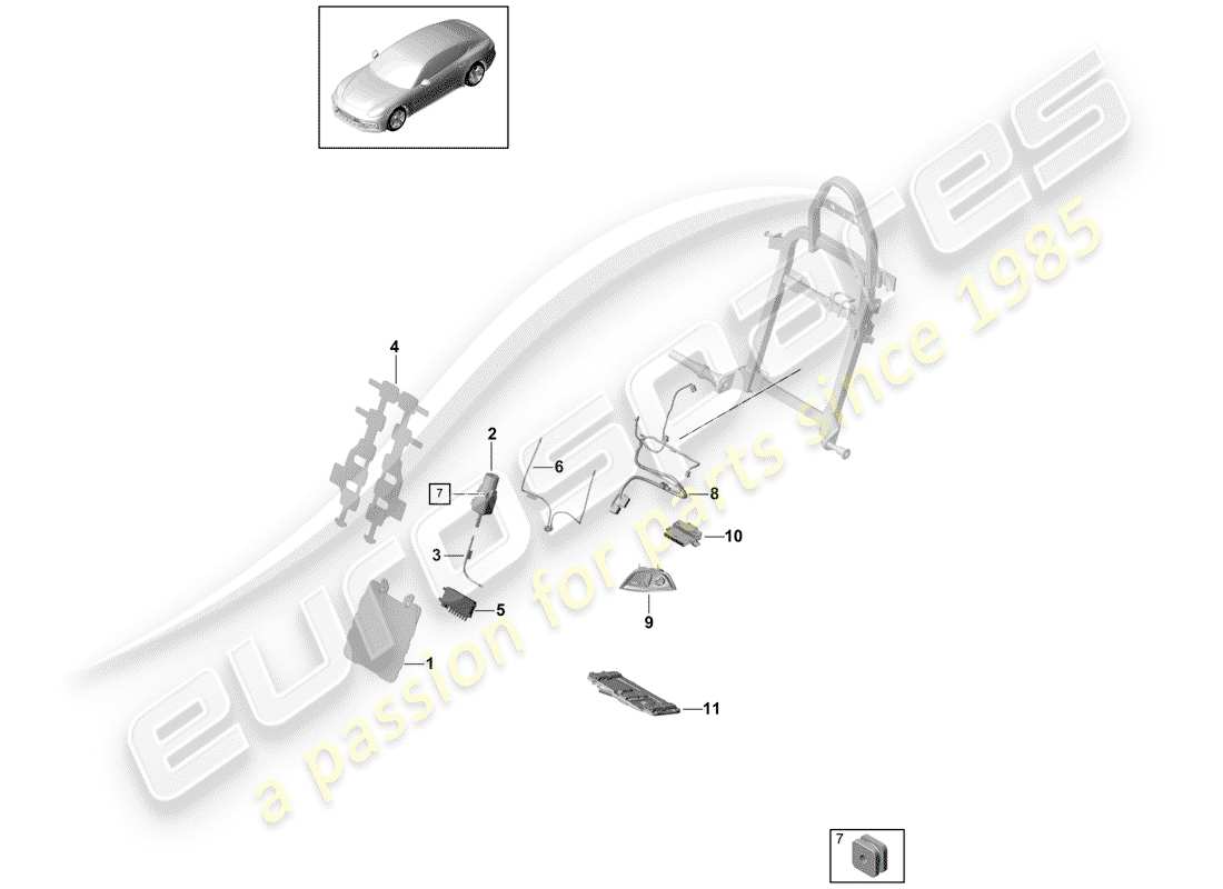 Porsche Panamera 971 (2017) lumbar Parts Diagram