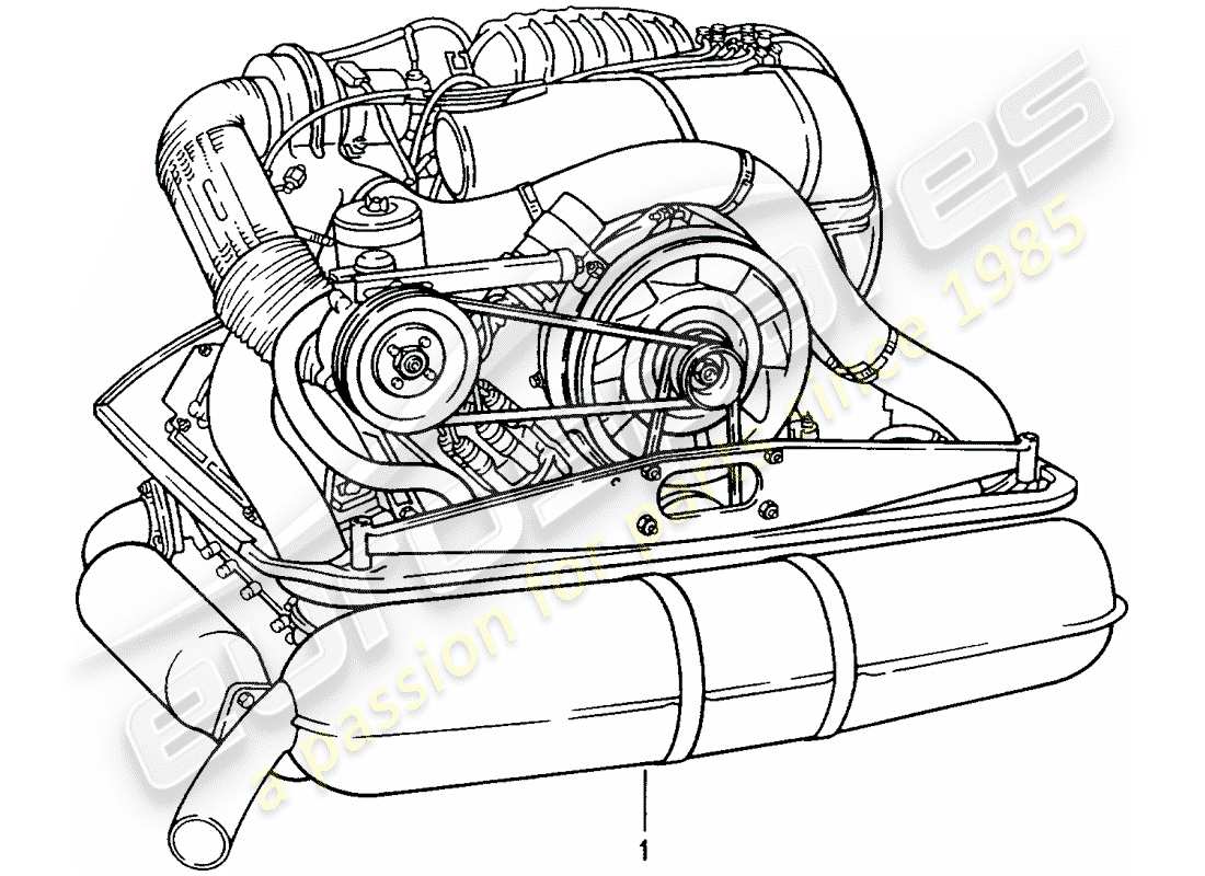 Porsche Replacement catalogue (1965) REBUILT ENGINE Part Diagram
