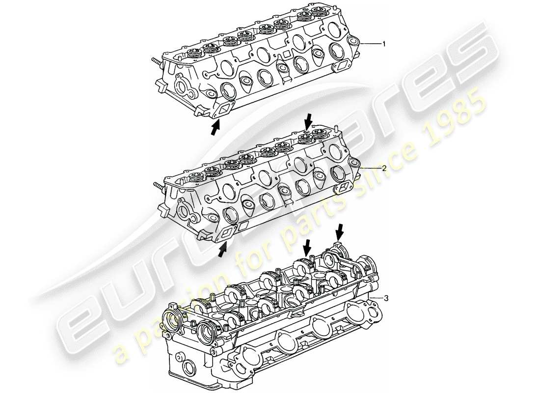 Porsche Replacement catalogue (1965) CYLINDER HEAD Part Diagram