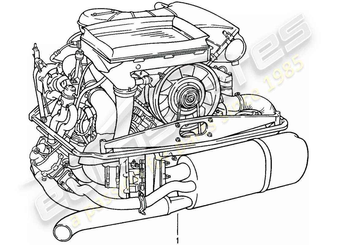 Porsche Replacement catalogue (1976) REBUILT ENGINE Part Diagram