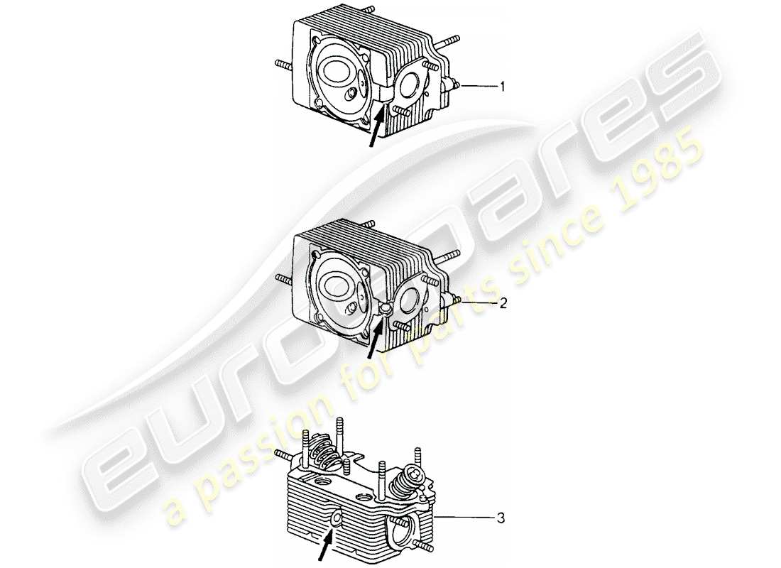 Porsche Replacement catalogue (2012) CYLINDER HEAD Part Diagram