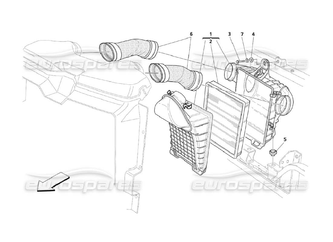 Maserati QTP. (2006) 4.2 Air Filter, Intake And Conveyor Part Diagram