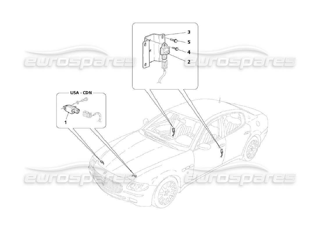 Maserati QTP. (2006) 4.2 CRASH SENSORS Part Diagram