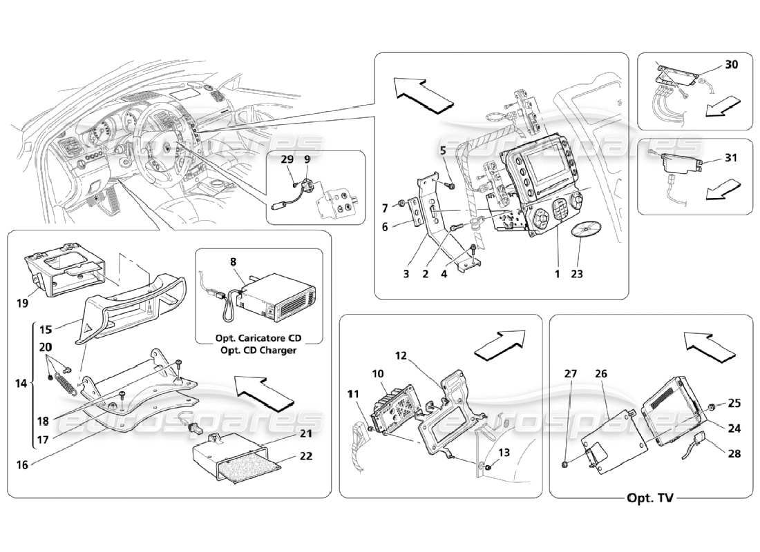 Maserati QTP. (2006) 4.2 Info-Telematic System (Page 1-3) Part Diagram