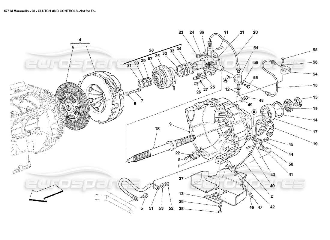 Ferrari 575M Maranello Clutch and Controls Not for F1 Parts Diagram