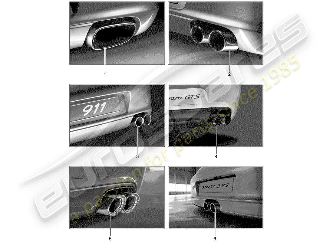 Porsche Tequipment catalogue (1986) sports tailpipe Part Diagram