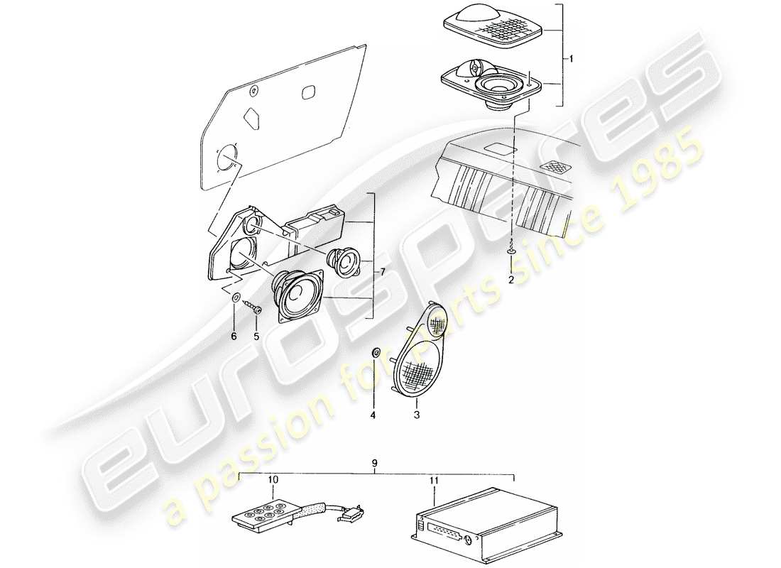 Porsche Tequipment catalogue (1986) Sound System Part Diagram