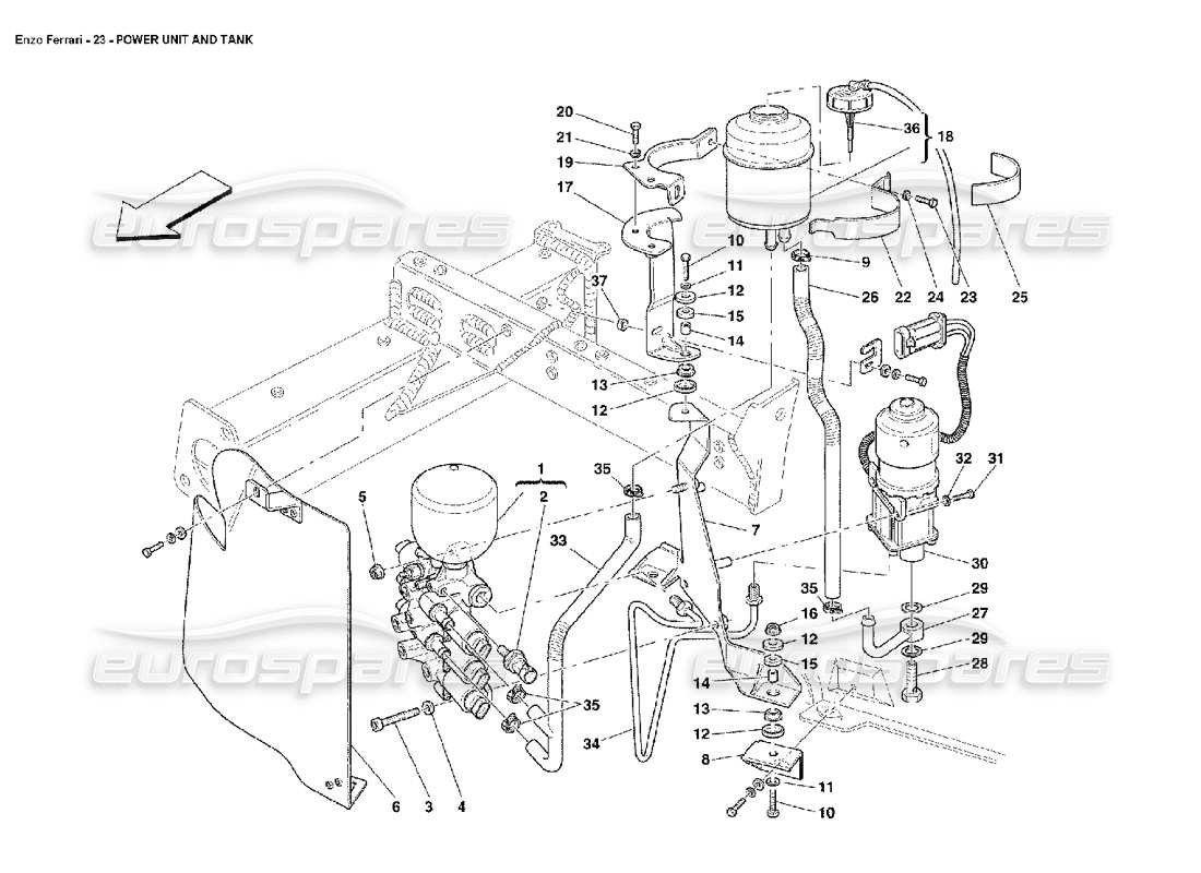 Ferrari Enzo Power Unit and Tank Parts Diagram