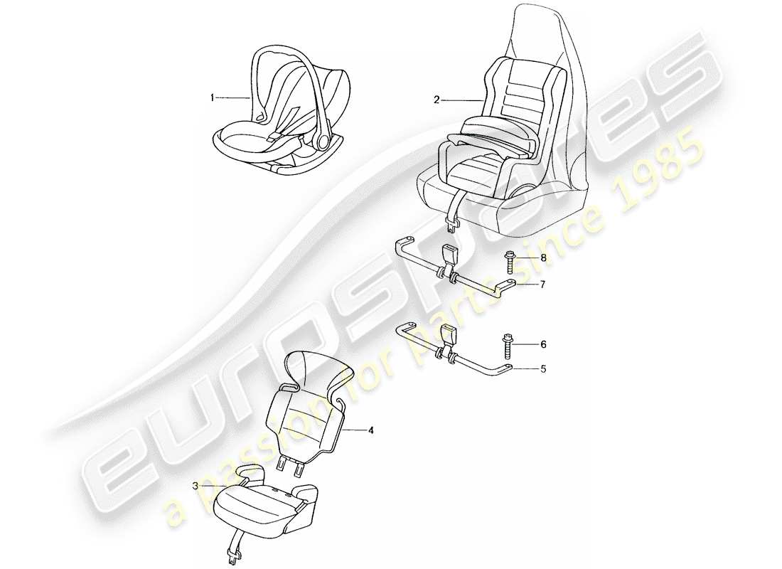 Porsche Tequipment catalogue (1996) child seat Part Diagram