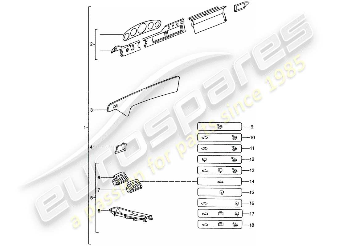 Porsche Tequipment catalogue (1996) PASSENGER COMPARTMENT Part Diagram