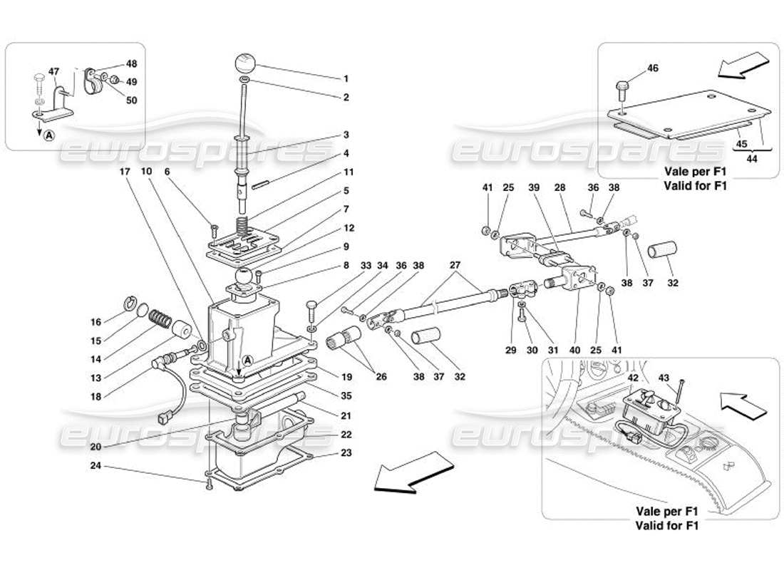 Ferrari 575 Superamerica Outside Gearbox Controls Parts Diagram