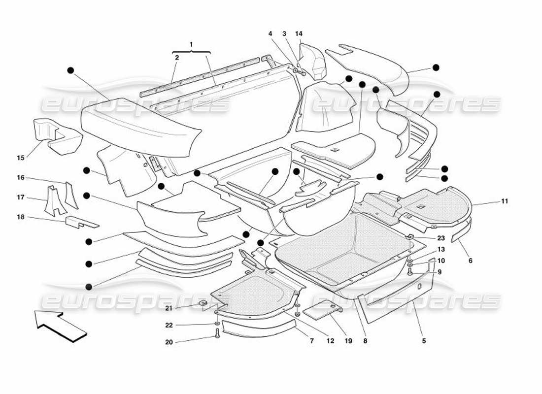Ferrari 575 Superamerica Boot Insulation Parts Diagram