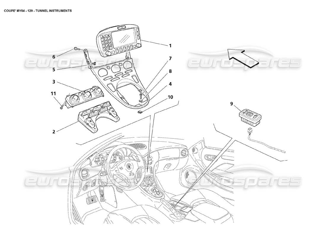 Maserati 4200 Coupe (2004) Tunnel Instruments Parts Diagram