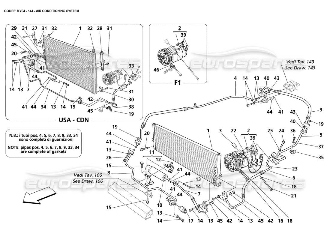 Maserati 4200 Coupe (2004) air conditioning system Parts Diagram