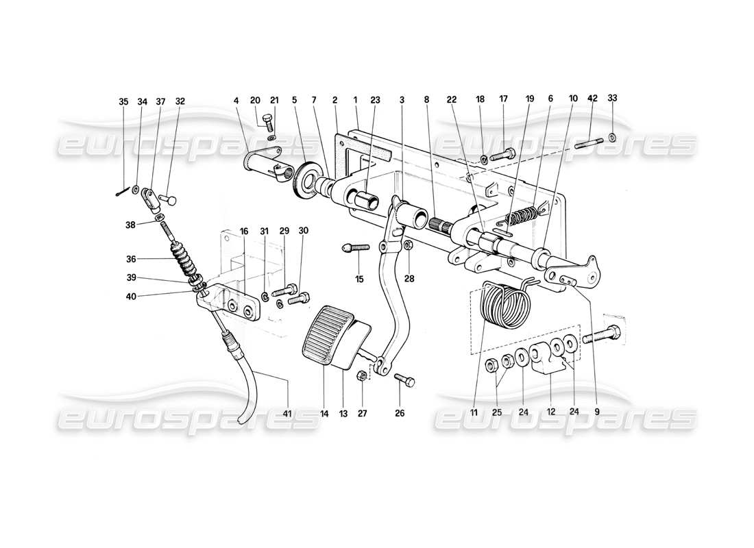 Ferrari 400i (1983 Mechanical) Clutch Release Control (400 GT - Valid for RHD Versions) Parts Diagram