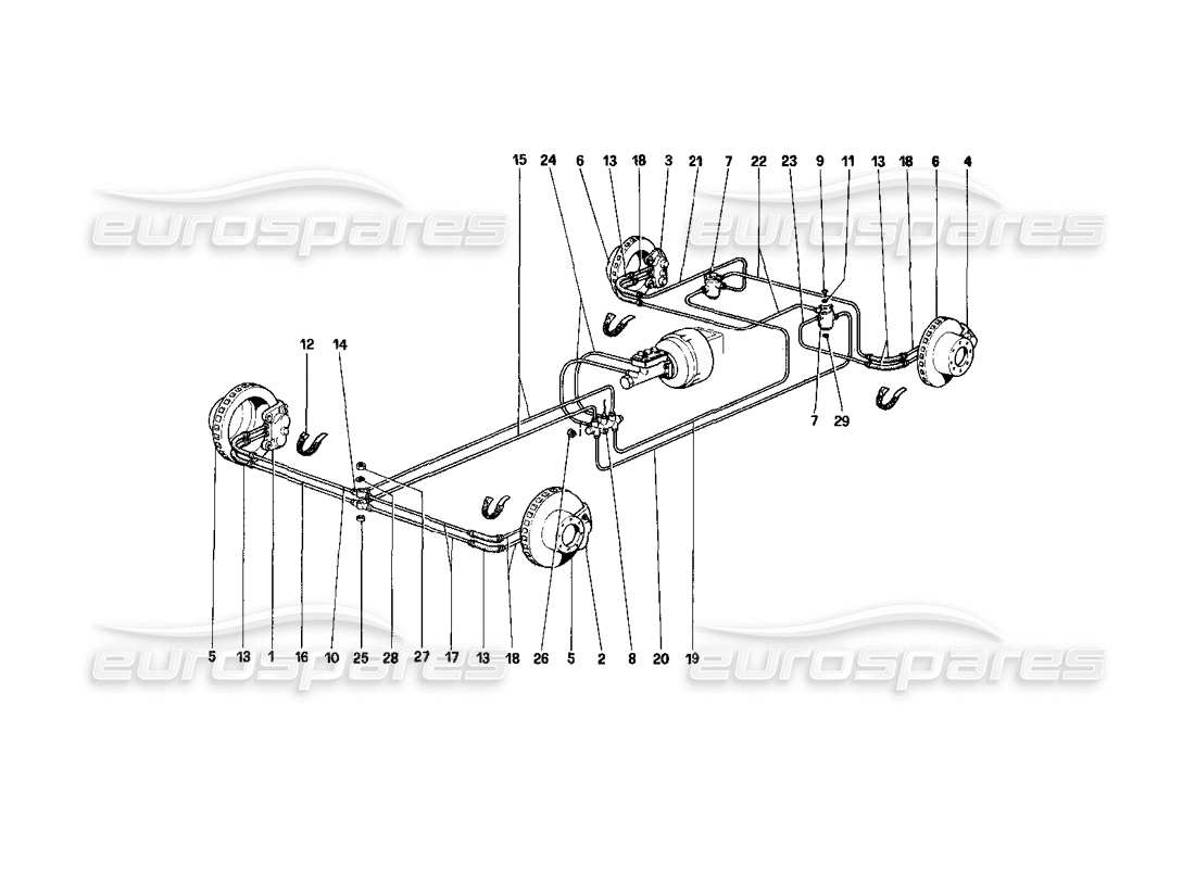 Ferrari 400i (1983 Mechanical) Brakes System Parts Diagram