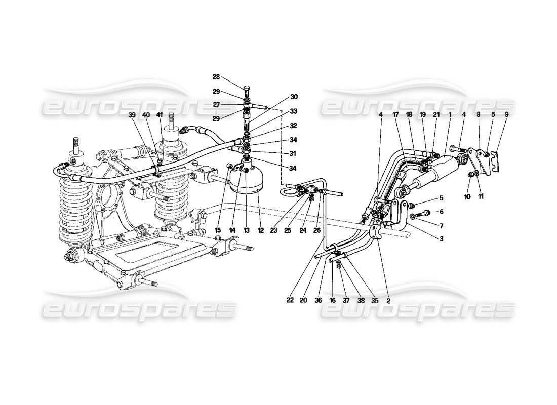 Ferrari 400i (1983 Mechanical) Rear Suspension - Self Leveling Valve and Oil Lines Parts Diagram
