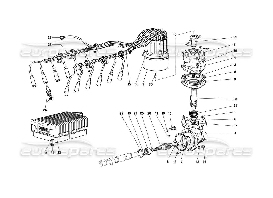 Ferrari 400i (1983 Mechanical) engine ignition Parts Diagram
