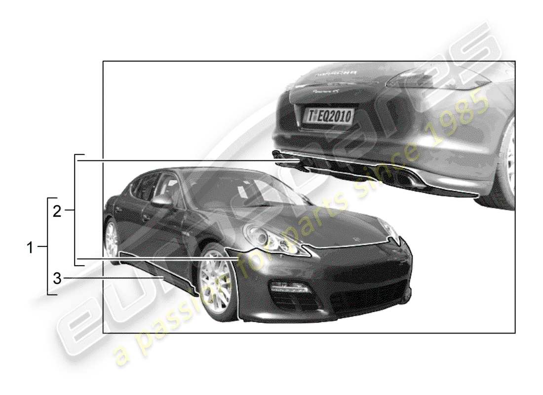 Porsche Tequipment Panamera (2010) Sport Design package Part Diagram