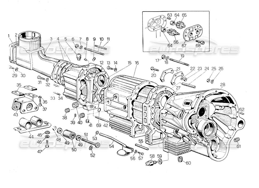Lamborghini Countach LP400 GEARBOX Parts Diagram