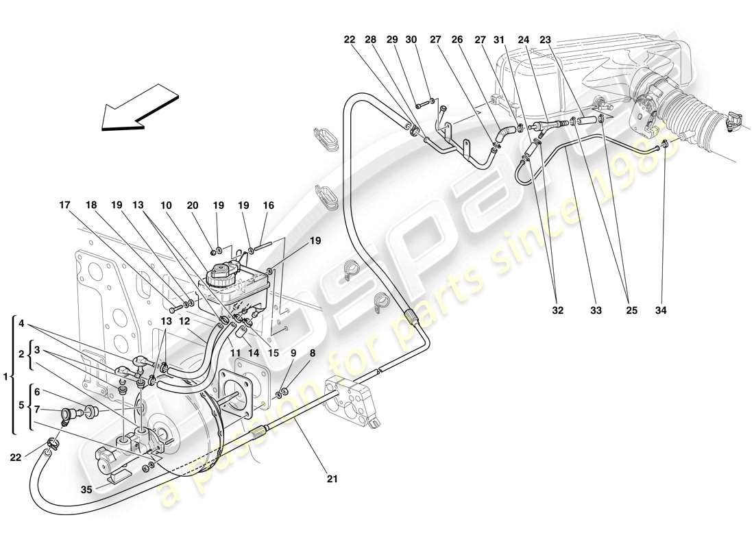 Maserati MC12 Brakes Hydraulic Controls and Brake Booster System Parts Diagram