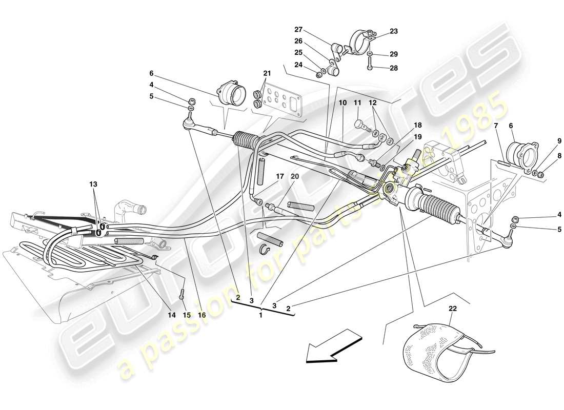 Maserati MC12 HYDRAULIC STEERING BOX AND COIL Parts Diagram