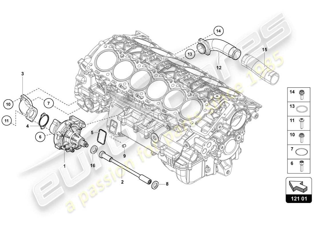 Lamborghini LP720-4 Coupe 50 (2014) COOLANT PUMP Parts Diagram