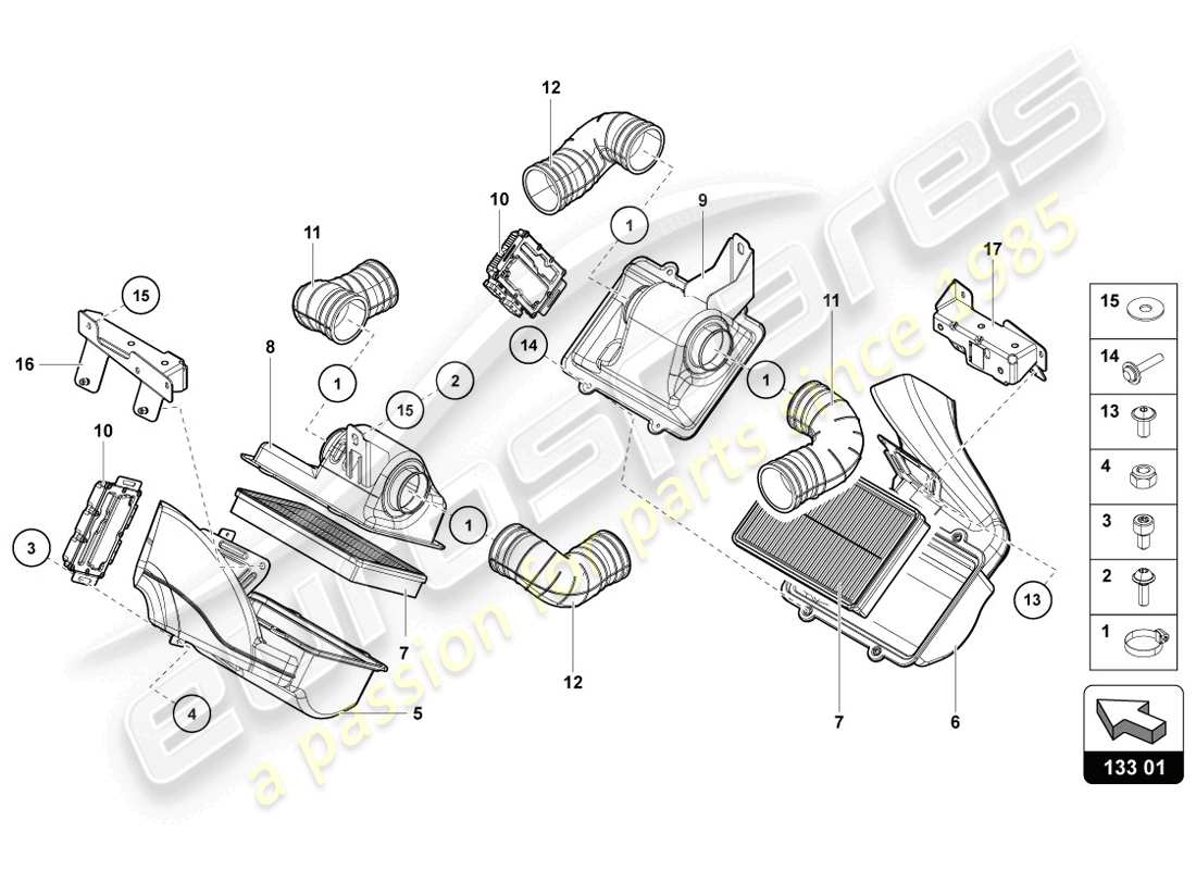 Lamborghini LP720-4 Coupe 50 (2014) AIR FILTER Parts Diagram