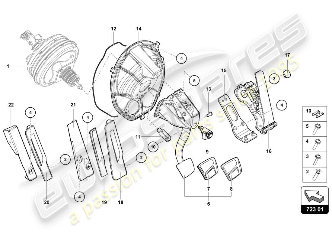 Lamborghini LP720-4 Coupe 50 (2014) BRAKE AND ACCEL LEVER MECH Parts Diagram