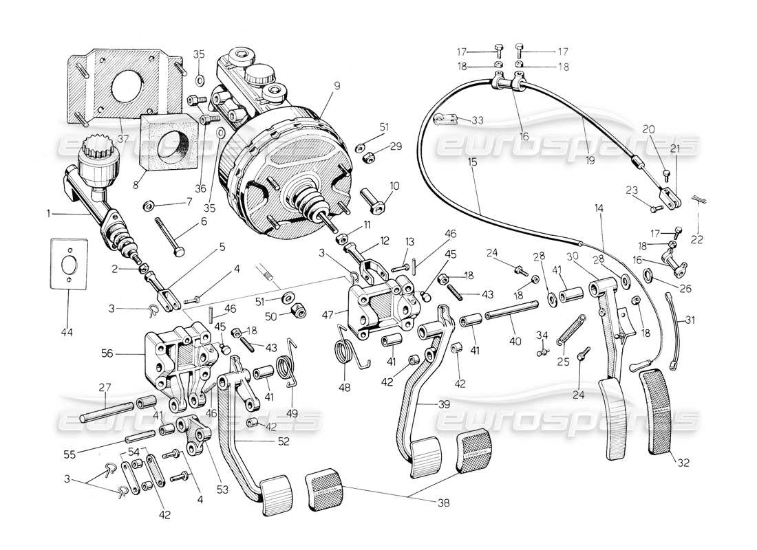 Lamborghini Countach 5000 QVi (1989) Pedals Parts Diagram