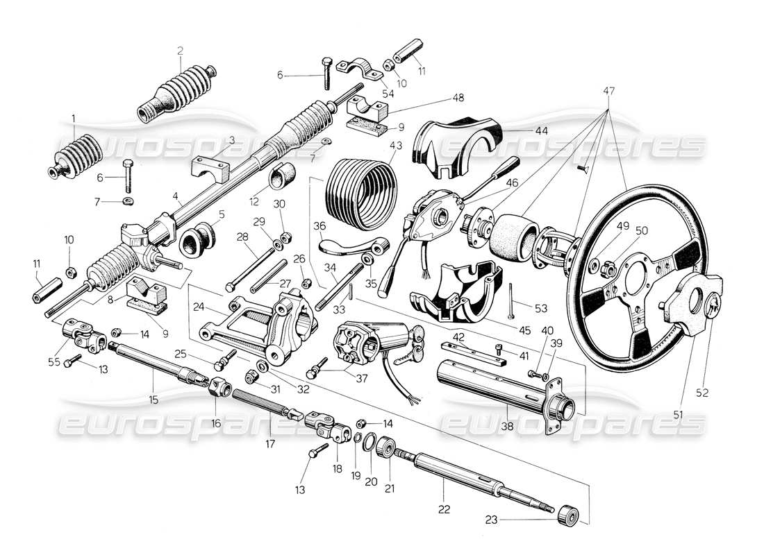 Lamborghini Countach 5000 QVi (1989) Steering Parts Diagram