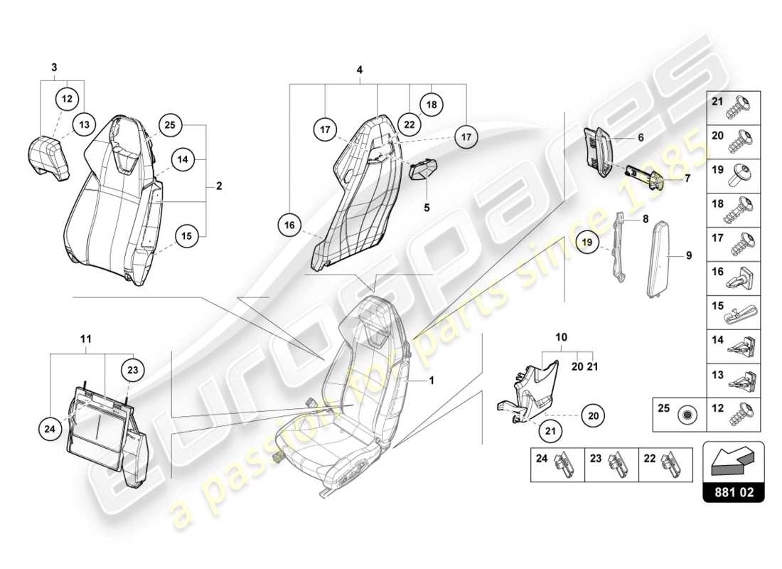 Lamborghini LP610-4 COUPE (2015) BACKREST Parts Diagram