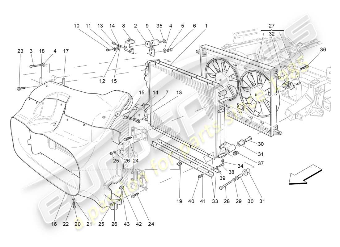 Maserati GranTurismo (2011) cooling: air radiators and ducts Part Diagram