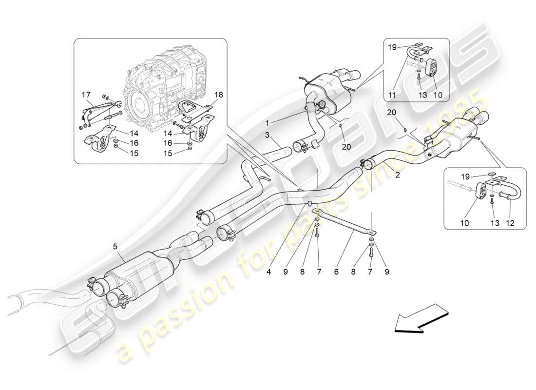 Maserati GranTurismo (2011) silencers Part Diagram