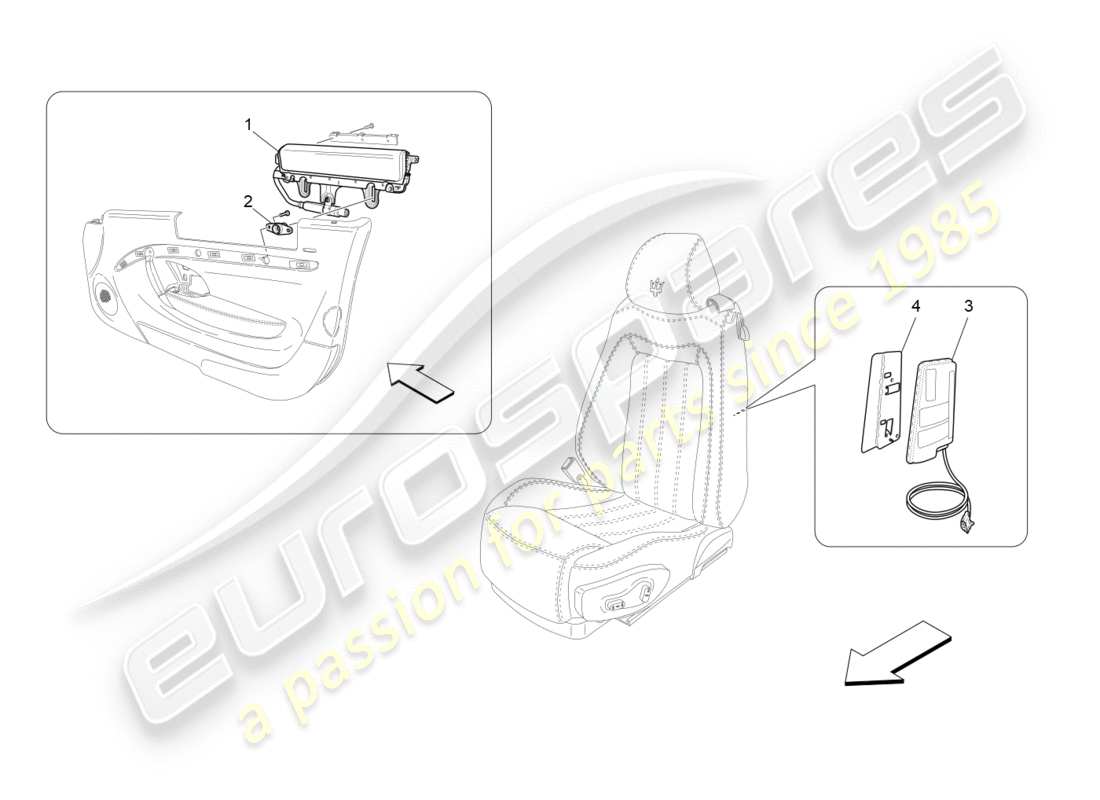 Maserati GranTurismo (2012) FRONT SIDE BAG SYSTEM Part Diagram