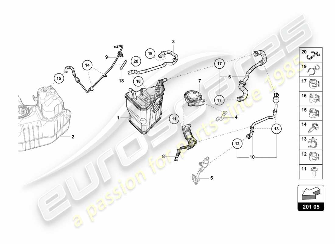 Lamborghini LP610-4 SPYDER (2018) ACTIVATED CHARCOAL CONTAINER Part Diagram