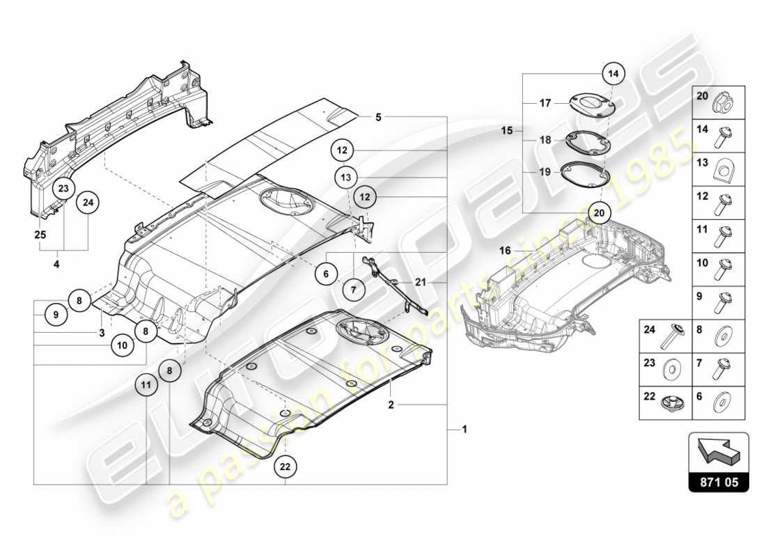 Lamborghini LP610-4 SPYDER (2018) SOFT TOP BOX TRAY SINGLE PARTS Part Diagram