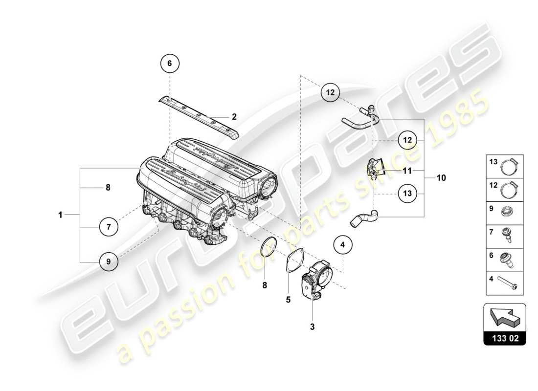 Lamborghini LP610-4 SPYDER (2019) INTAKE MANIFOLD Part Diagram