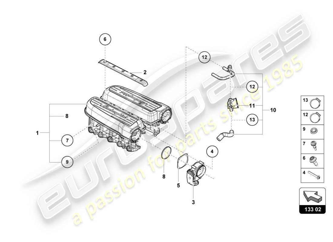 Lamborghini PERFORMANTE COUPE (2018) INTAKE MANIFOLD Part Diagram