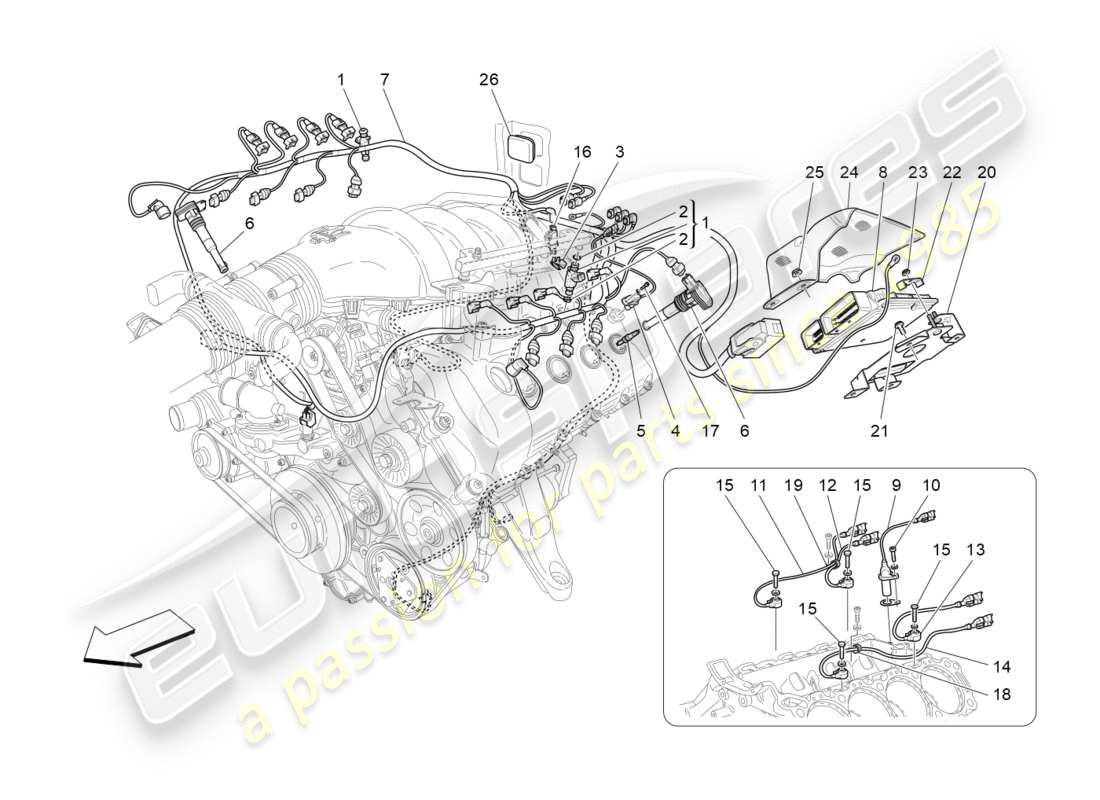 Maserati GranTurismo (2016) electronic control: injection and engine timing control Part Diagram