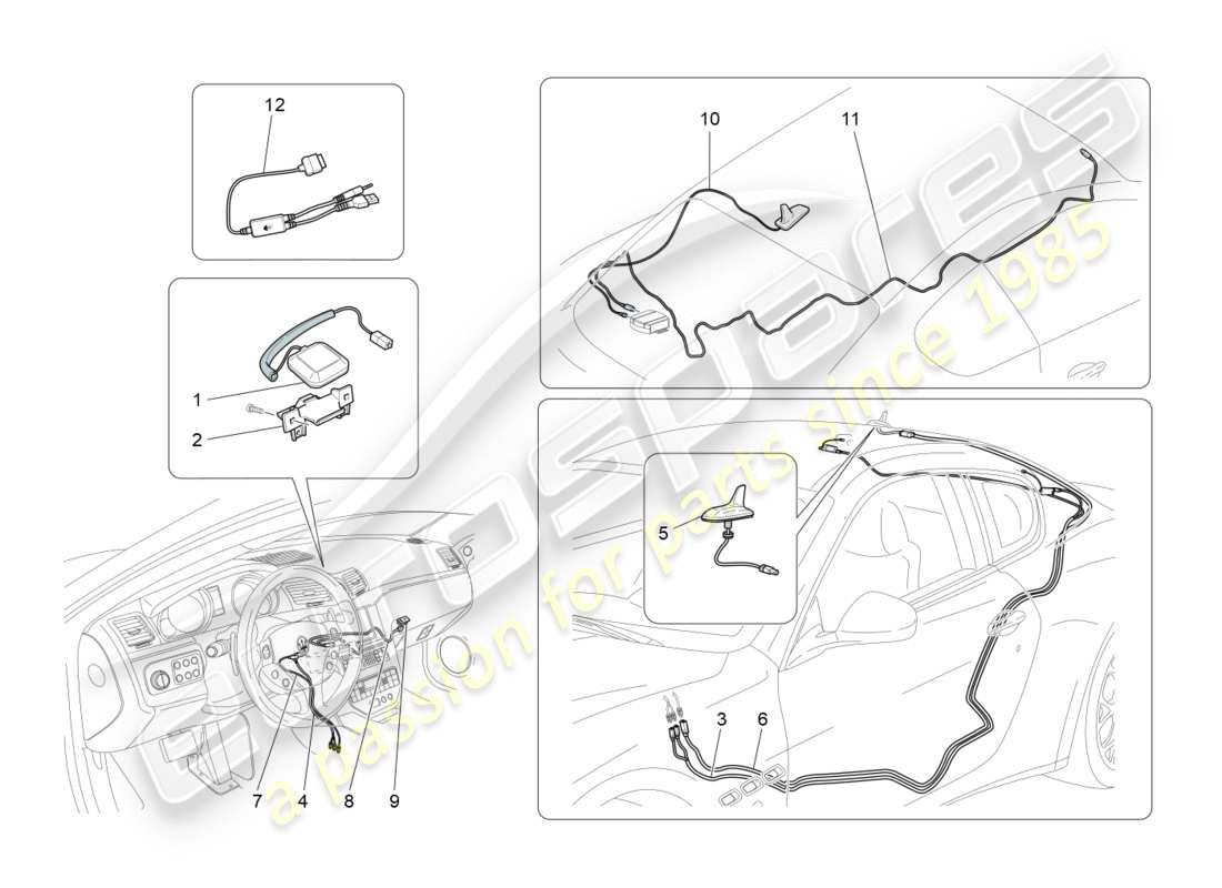 Maserati GranTurismo (2016) reception and connection system Part Diagram