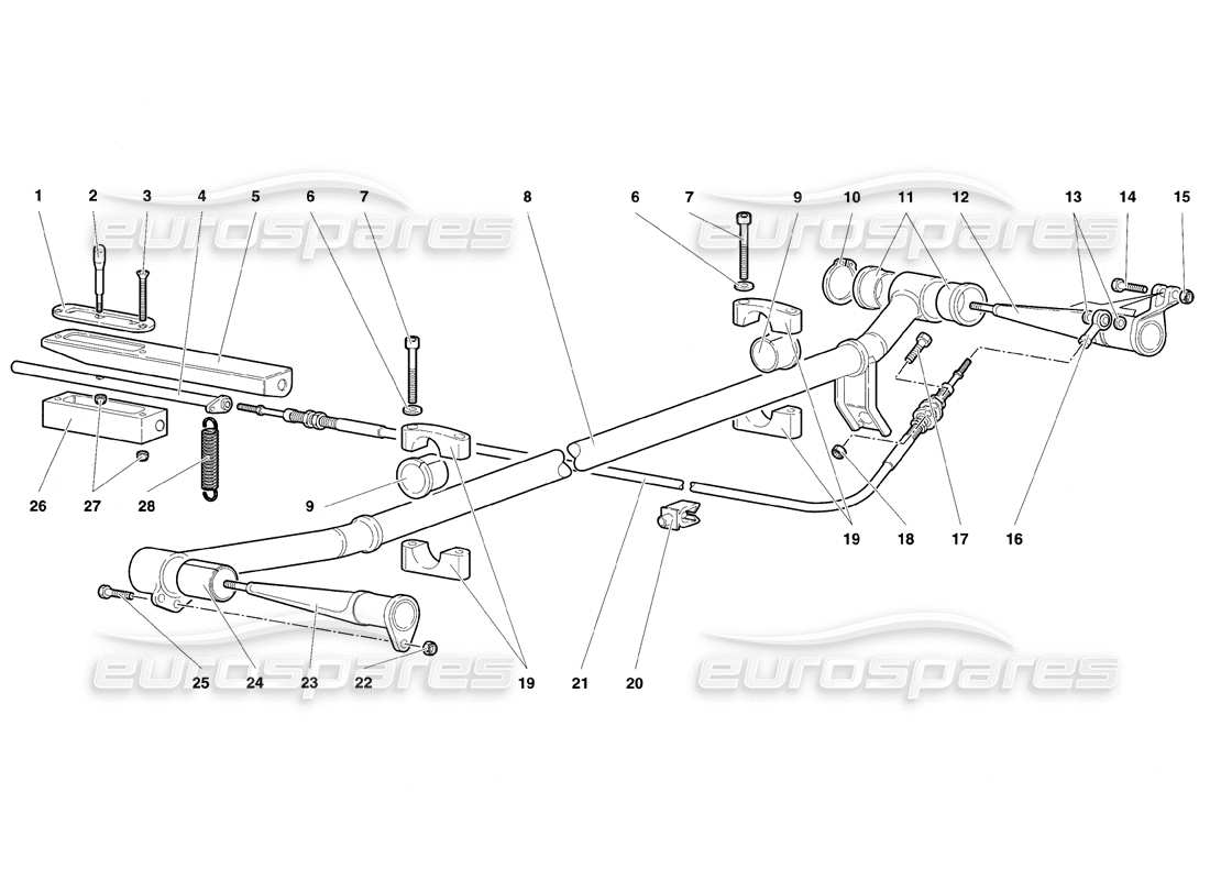 Lamborghini Diablo SE30 (1995) Adjustable Rear Anti Rool Bar Parts Diagram